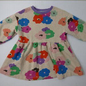 Mini Boden Floral Sweatshirt Dress, Size 2-3 Years